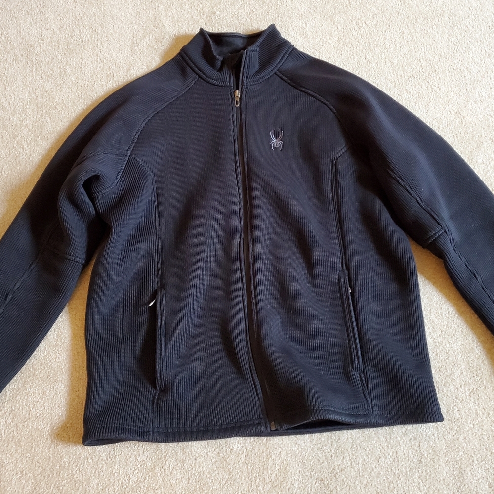 Mens XL Spyder black fleece jacket, great shape